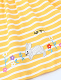 Rabbit Appliqué Striped Dress