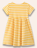 Rabbit Appliqué Striped Dress