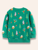 Christmas Skiing Snowman Printed Sweatshirt