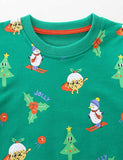 Christmas Skiing Snowman Printed Sweatshirt