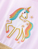 Rainbow Unicorn Appliqué Tulle Dress