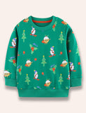 Christmas Skiing Snowman Printed Sweatshirt