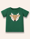 Fluffy Deer Appliqué T-Shirt