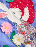 Rabbit Strawberry Appliqué Cotton Dress