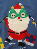 Christmas Santa Claus Appliqué Colorblocked Sweatshirt