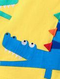 Cartoon Crocodile Appliqué T-Shirt Set