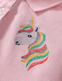 Rainbow Unicorn Embroidered Polo Dress