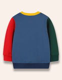 Christmas Santa Claus Appliqué Colorblocked Sweatshirt