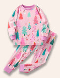 Christmas Tree Printed Pink Pajamas