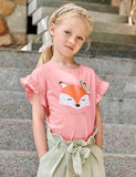 Cute Fox Printed Ruffled T-Shirt