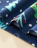 Christmas Tree Printed Blue Pajamas