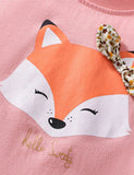 Cute Fox Printed Ruffled T-Shirt