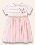 Cute Deer Striped Tulle Dress