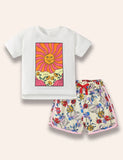 Floral Sun Printed T-Shirt Set