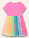 Shining Butterfly Printed Rainbow Tulle Dress