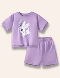 Cartoon Rabbit Printed T-Shirt Set