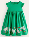 Little Sheep Appliqué Sleeveless Dress