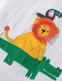 Cartoon Animal Friend Appliqué T-Shirt Set