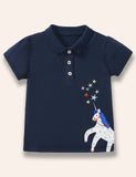 Unicorn Appliqué Polo T-Shirt