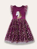 Unicorn Appliqué Tulle Dress