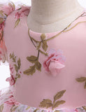 3D Rose Mesh Bubble Sleeve Dress - Mini Taylor
