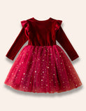 Christmas Starry Tulle Ruffled Dress