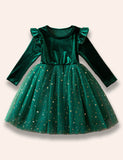 Christmas Starry Tulle Ruffled Dress