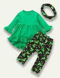 St. Patrick's Day Swallowtail Dress+Clover Printed Pants - Mini Taylor