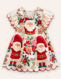 Fun Christmas Santa Claus Appliqué Dress