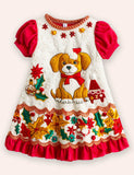 Christmas Puppy Appliqué Dress