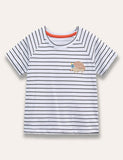 Striped Hedgehog Embroidered T-Shirt