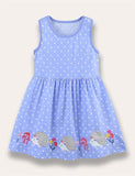 Cartoon Hedgehog Embroidered Dotted Dress - Mini Taylor