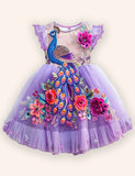 Peacock Embroidery Tulle Dress