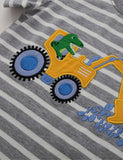 Cartoon Excavator Striped T-shirt - Mini Taylor