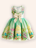 Easter Egg Embroidery Bow Dress