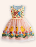 Floral Chick Embroidery Tulle Dress