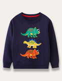 Sweatshirt mit Cartoon-Dinosaurier-Stickerei