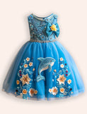 Dolfijn applique tule feestjurk