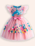 Abito da festa in tulle applique di delfino