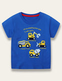 Blue Excavator Appliqué T-shirt - Mini Taylor