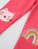 Kitten Rainbow Appliqué Leggings