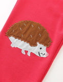 Hedgehog Mushroom Appliqué Sweatpants