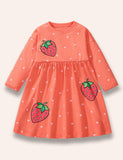 Strawberry Polka Dot Long Sleeve Dress - Mini berni