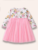 Floral Tulle Long Sleeve Dress - Mini berni