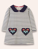 Love Bird Embroidered Long Sleeve Striped Dress