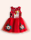 Festival Puppy Applique Tulle Party Dress