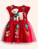 Festival Puppy Applique Tulle Party Dress
