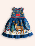 Christmas Rindeer Embroidered Dress