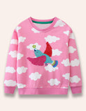 Rainbow Bird Embroidered Sweatshirt