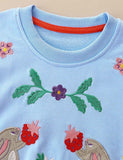 Cartoon Animal Appliqué Floral Sweatshirt - Mini Taylor